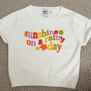 Princess Polly White Short Sleeve Chenille 'Sunshine on a Rainy Day' Sweater